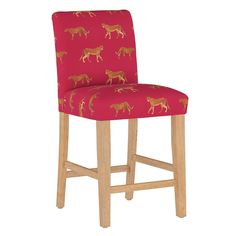 an upholstered bar stool with horse print on the seat and backrests