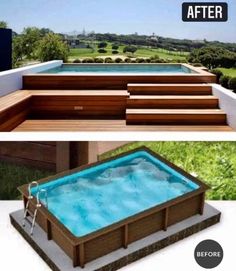 an above ground hot tub before and after remodeling