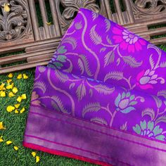 Magenta Handwoven Pure Cotton Real Silver Zari Banarasi Saree - Khinkhwab Fabric Weave, Kurta Cotton, Handloom Weaving, Festive Look, Banarasi Saree, Banarasi Sarees, Timeless Treasures, Handloom Saree, Weaving Techniques