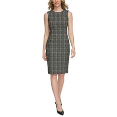 in stock Black Sheath Dress, Review Dresses, Sleeveless Sheath Dress, Black Dresses Casual, Calvin Klein Woman, Womens Plaid, Womens Calvin Klein, Black Cream, Sheath Dress