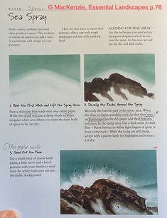 the instructions for painting an ocean scene with watercolors are shown in this handout