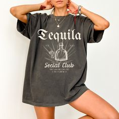 Calling all connoisseurs of good times and agave nectar! The wait is over! Introducing the official uniform of the Tequila Social Club - a custom Comfort Colors 1717 tee that's as smooth as your favorite silver tequila. Perfect for your upcoming bachelorette, this tee is sure to get the fiesta started! Made with 100% ring-spun US cotton, this bad boy is like a warm hug for your torso. The relaxed fit ensures you'll never feel restricted, even after that third margarita.  And because who needs dr Raccoon Tshirt, Raccoon Shirt, Funny Camping, Pepper Color, Raccoon Funny, Fabric Waste, Aesthetic Shirts, Retro Humor, Cow Girl