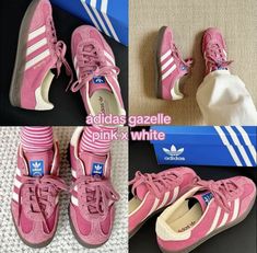 Sneaker Inspo 2024, Pink Sambas, Pink Adidas Gazelle, Pink Samba, Adidas Gazelle Pink, Trend Outfit