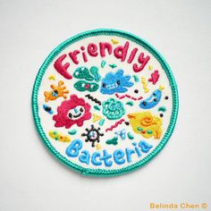 embroidered badge with the words friendly, beetlegie's and sea animals on it