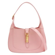 Gucci Jackie 1961 Small Leather Bag with Adjustable Strap Size Pink These are professional photos of the actual bag offered by Luxbags. The Gucci Jackie 1961 White Small bag is a modern take on an iconic design. Crafted in leather with a structured silhouette, it features a crossbody strap so you can bring your essentials wherever life takes you. Its baby blue hue is sure to add a touch of elegance to your wardrobe. CONDITION: EXCELLENT This preloved authentic bag is in excellent condition with minor signs of use throughout. Light rubbing around the corners DETAILS GUCCI Jackie 1961 Pink calfskin leather Beige suede lining Gold-tone hardware Piston lock Size Small Width: 27cm x Height: 18.5 x Depth 6cm ACCESSORY: Adjustable long shoulder strap Gucci Pink Bag, Things I Deserve, Blue Wardrobe, Pink Purses, Gucci Jackie 1961, Clothes Pieces, Expensive Bag, Micro Bags, Gucci Purse