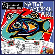 the cover of an art book with pictures and information about native american art, including fish