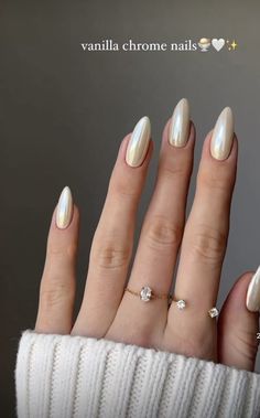 Vanilla Chrome Nails, French Manicure Nails, Blush Nails, Metallic Nails, Neutral Nails, Beauty Nail, Classy Nails, Chic Nails