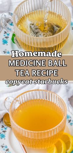 homemade medicine ball tea recipe on a plate with lemons