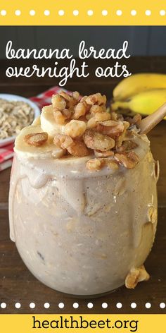 banana bread overnight oats in a jar