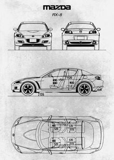 an old blueprint drawing of the mazda car