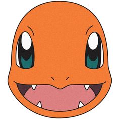 a close up of an orange pokemon face