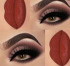 Makeup Combo, Dark Red Lipstick, Thanksgiving Makeup, Eye And Lip Makeup, Middle Eastern Makeup, Pretty Eye Makeup, Makeup Dark, Blessed Wednesday, Prom Eye Makeup