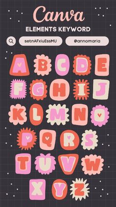 Canva Elements Keyword - Cute Valentines Alph Canva Letter Codes, Canva Decoration Element, Canva Letter Element, Valentines Alphabet, Canva Letters, Canva Alphabet, Canva Keywords Elements, Cute Lettering, Letters Tattoo