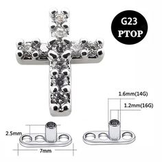 an image of a cross with skulls on it and the measurements for each item to be sold