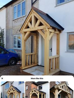 an image of a small wooden structure in front of a house