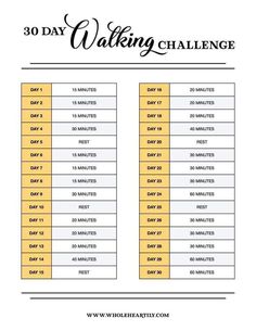 the 30 day walking challenge is shown here