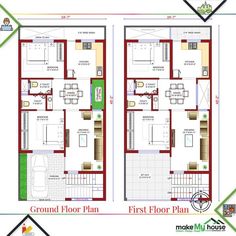 two story house plan with ground floor and first floor