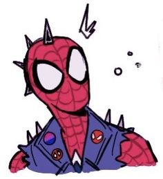 a drawing of spider - man with spikes on his head and jacket over his shoulders