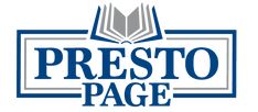 the presto page logo with an open book