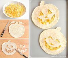 the process for making jack - o'- lantern tortillas is shown