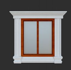 an image of a window with wood trimmings on the outside and white frame