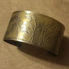 Bronze Bangle With Olive Accents And Floral Design; Adjustable In Size; Brand New Never Worn Chunky Gold Bangles, Jewelry Thrift, Gold Bengals, Thick Jewelry, Bronze Jewellery, Bronze Bangle, Bracelet Cuffs, Ethereal Jewelry, Bangle Gold