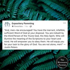 a tweet with the words, exposity parenting and an image of green leaves