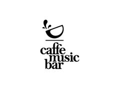 the logo for cafe music bar, which has been designed to look like a coffee cup