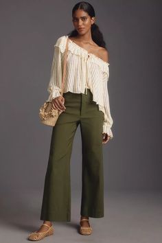 The Ettie High-Rise Crop Wide-Leg Pants by Maeve | Anthropologie Anthropologie Outfits, Anthropologie Clothing, Linen Pants Outfit, Ss 2024, Oversized Pants, Maeve Anthropologie, Cropped Wide Leg Pants, Palazzo Pants, New Wardrobe