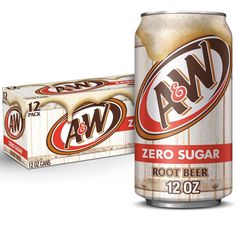 an image of a can of beer next to a box of raw and raw root beer