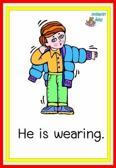 a poster with an image of a boy in winter clothes and the words he is wearing