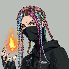 a drawing of a person with dreadlocks and a hoodie holding a cell phone