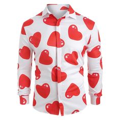 3D Red Love Heart Print Long Sleeve Shirt - White - 4J03864719 - Men's Clothing, Men's Tops & T-Shirts, Men's Shirts  #MensShirts #Men's #Clothing # #Men's #Tops #& #TShirts # #Men's #Shirts Red Love Heart, Funny Tank Tops, Red Love, Muscle T Shirts, Men's Tops, Vest Shirt, Men's Shirts, Lace Shirt, Women Clothing Boutique