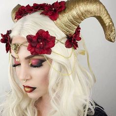 golden Elven Crown, Maleficent Horns, Fantasy Make-up, Dragon Horns, Special Effects Makeup, Halloween Make Up, Fantasy Makeup, Halloween Make