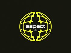 the logo for aspett is shown on a black background with neon yellow accents