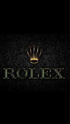 the rolex logo is shown on a black and gold wallpaper with a crown