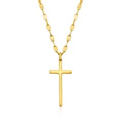 Ross-Simons - Italian 18kt Gold Over Cross, Mirror-Link Chain Necklace. 16". This meaningful 18kt yellow gold over sterling silver necklace features a mirror-link chain that dangles a meaningful cross. Well-priced and Italian-made, this stylish design would make a special gift for a religious milestone or any celebration of faith. Lobster clasp, 18kt gold over sterling cross and mirror-link chain necklace. Silver Cross Bracelet, Detailed Necklace, Greek Orthodox, Sterling Silver Cross, Gold Cross, Cross Charms, Cross Pendant Necklace, Fine Jewellery Necklace, Silver Cross