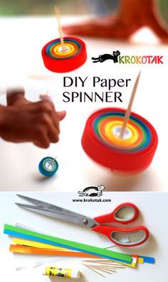 the diy paper spinner is an easy craft for kids to make