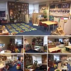 several different pictures of the inside of a classroom