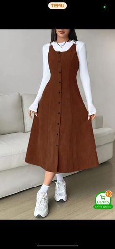 Paid Partnership, Modesty Outfits, Casual Day Dresses, Dress For Spring, Dresses Style, Sleeveless Midi Dress, Corduroy Dress, Chic Dresses, Fashion Dresses Casual