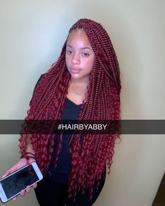 Burgundy Braids, Burgundy Box Braids, Braids Knotless, Box Braids Styling, Braids With Curls, Girls Hairstyles Braids, Knotless Braids, Braids For Black Women, African Braids Hairstyles