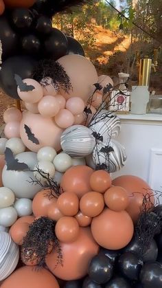 Spooky & Scary Halloween Decorations | Garden, Front Porch, Modern Halloween Decor Trick Or Treat Balloon Garland, Halloween Gender Reveal Balloon Arch, Spooky Balloon Arch, Fourever Spooky, Fall Balloon Decor, Tippy Tap, Harry Potter Fall, Halloween Balloon Arch, Spooky Balloons