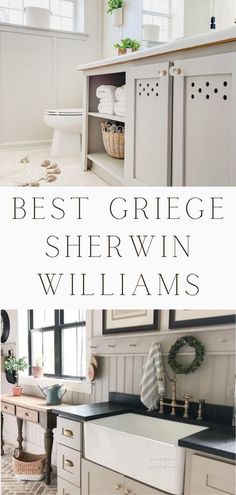 two pictures with the words best griege sherwin williams on them and below it