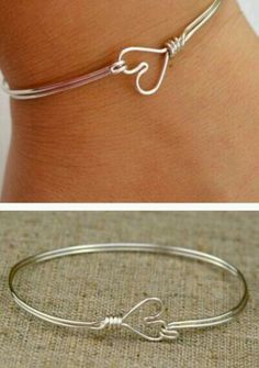 two pictures of the same bracelet and one with a heart on it, both in different colors