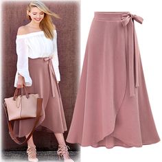 Gorgeous Midi Wrap Skirt · KoKo Fashion · Online Store Powered by Storenvy Long Chiffon Skirt, Womens Long Skirt, High Waist Long Skirt, Midi Wrap Skirt, Office Outfits Women, Trendy Skirts, Vintage Bag, Asymmetrical Skirt, Ladies Dress Design