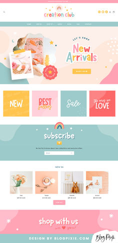 Shopify theme in a fun, bright and colorful design for Shopify 2.0 Stationery Website Design Inspiration, Shopify Store Design Ideas, Web Design Ideas Creative, Product Banner Design Inspiration, Kids Website Design Inspiration, Baby Website Design, Baby Products Aesthetic, Shopify Store Design, Shopify Aesthetic