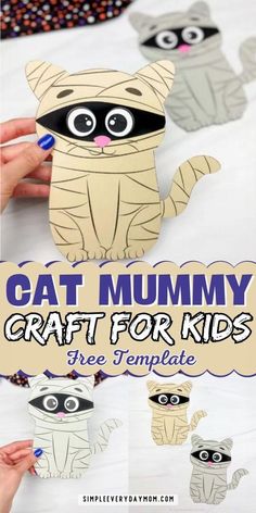 Halloween is coming up and that means the kids are excited to dress up, trick-or-treat for sweets, and get a thrill from the spooky decorations! We prefer the not-too-spooky ones, so that they’re kid friendly. This cat mummy craft for kids is just that – a little spooky, a little cute, and a lot of fun! Kids will be excited to craft a cat as a mummy this Halloween! We found a treasure trove of Halloween crafts for kids in the mummy’s tomb! Check them out to keep the holiday fun alive. Halloween Cat Crafts, Mummy Craft, Mummy Crafts, Spooky Decorations, Craft Halloween, Hand Eye Coordination, October Crafts, Fall Arts And Crafts, Halloween Templates