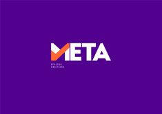 the logo for meta electronics positions, which is designed to look like an orange and purple