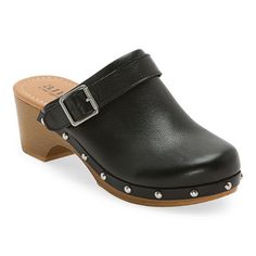 A.n.a's Goleta women's clogs are versatile enough to go with lots of looks throughout the warm and chilly transitional seasons. They are made from a smooth faux leather with a side buckle fastening decorated with silver-tone studs and rest on a wooden block heel balanced by a slight platform for a comfortable lift. Style them every everything from jeans to dresses.Closure Type: Slip-OnShoe Heel Height: 2 InchesUpper/Outer Base Material: 100% PolyuretheneShoe Lining Material: CottonSole Material Black Clogs, Women's Clogs, Clogs Shoes, Womens Clogs, Block Heels, Clogs, Heel Height, Silver Tone, Shoe Accessories