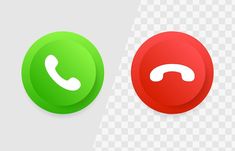 two green and red buttons with the same phone icon